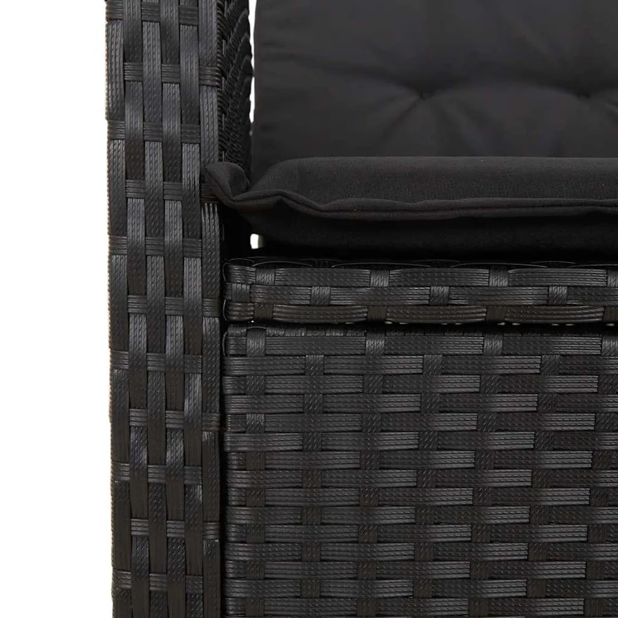 Ensemble à manger de jardin avec coussins 3 pcs Noir - 8