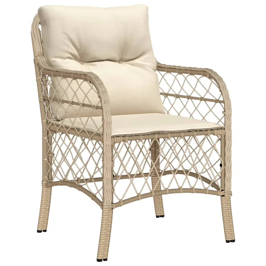 Ensemble à manger de jardin avec coussins 5pcs Beige poly rotin - 3