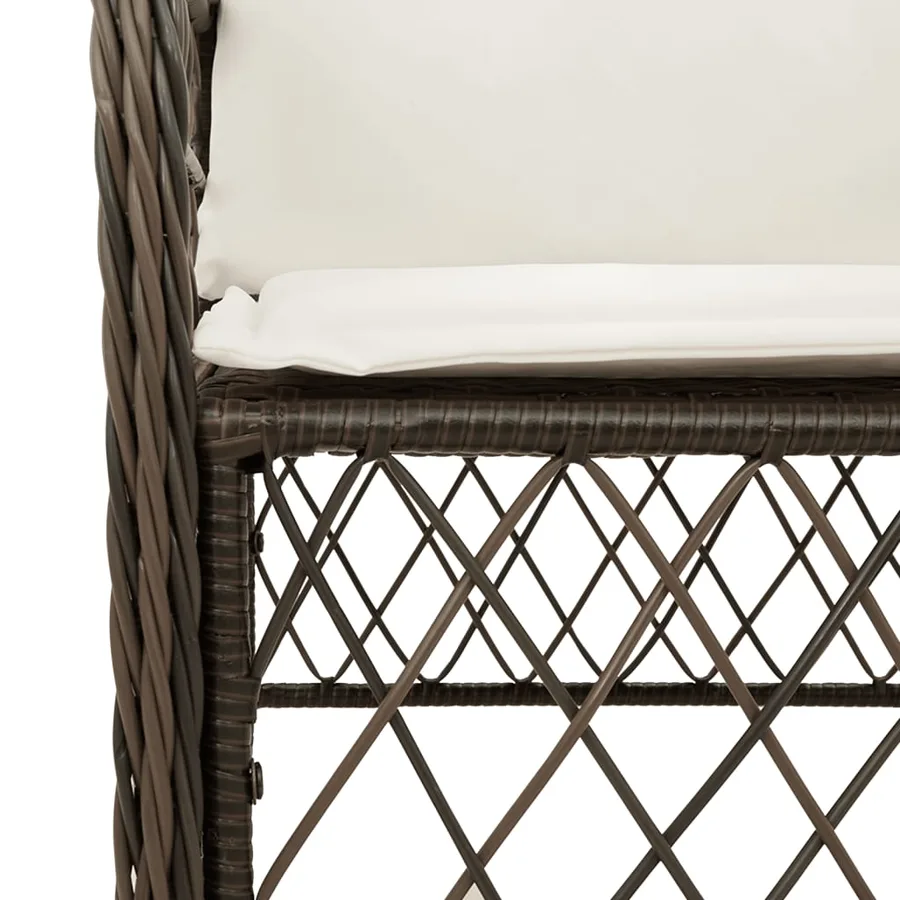 Ensemble à manger de jardin 5 pcs et coussins marron poly rotin - 5
