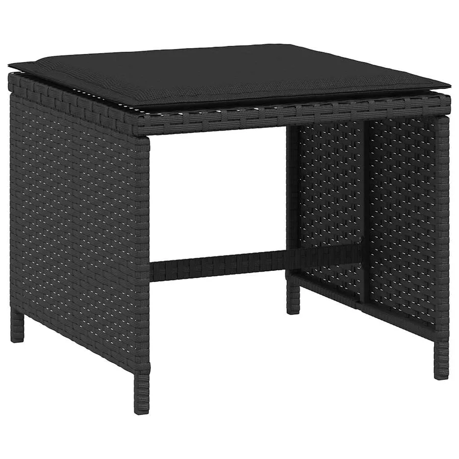 Ensemble à manger de jardin coussins 5pcs Noir Résine tressée - 12