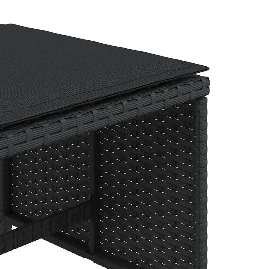 Ensemble à manger de jardin coussins 5pcs Noir Résine tressée - 19