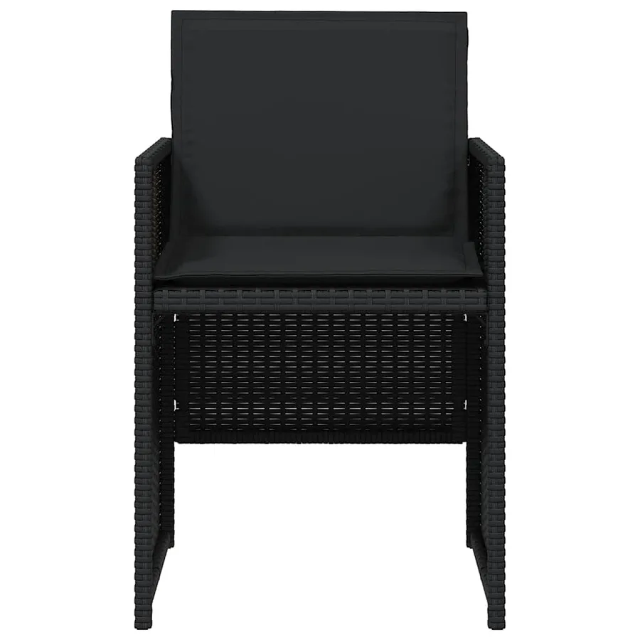 Ensemble à manger de jardin coussins 5pcs Noir Résine tressée - 5