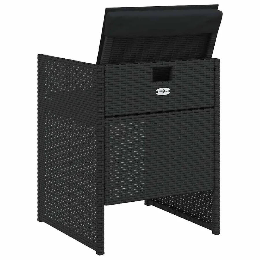 Ensemble à manger de jardin coussins 5pcs Noir Résine tressée - 7