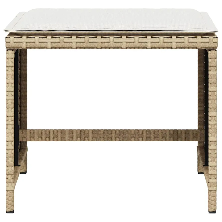 Ensemble à manger de jardin avec coussins 5pcs Beige poly rotin - 13