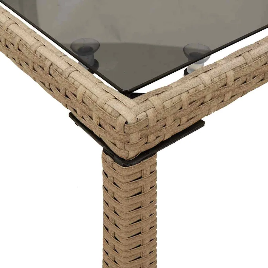 Ensemble à manger de jardin avec coussins 5pcs Beige poly rotin - 17