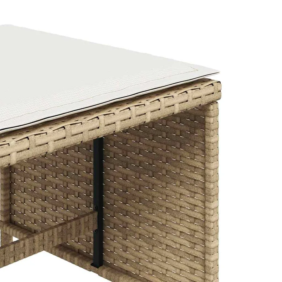Ensemble à manger de jardin avec coussins 5pcs Beige poly rotin - 19