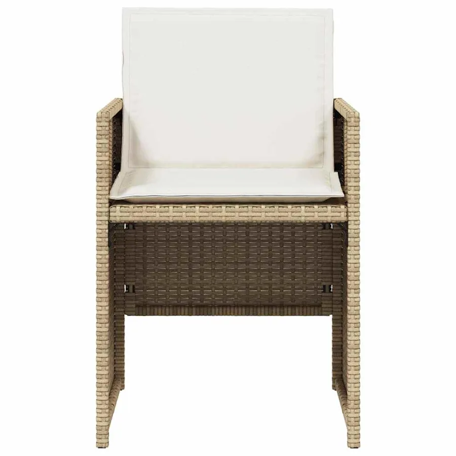 Ensemble à manger de jardin avec coussins 5pcs Beige poly rotin - 5