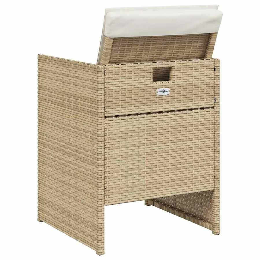 Ensemble à manger de jardin avec coussins 5pcs Beige poly rotin - 7