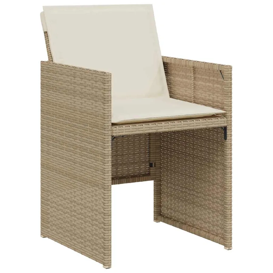 Ensemble de bistro 3 pcs avec coussins beige résine tressée - 4