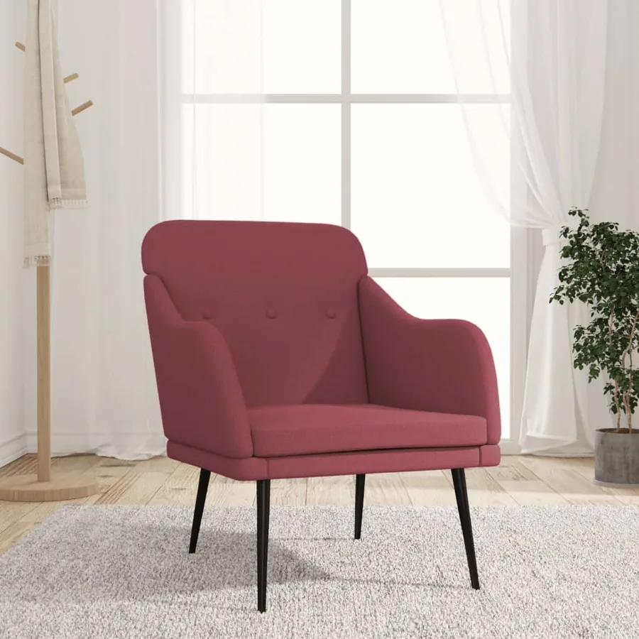 Fauteuil Rouge bordeaux 63x76x80 cm Tissu
