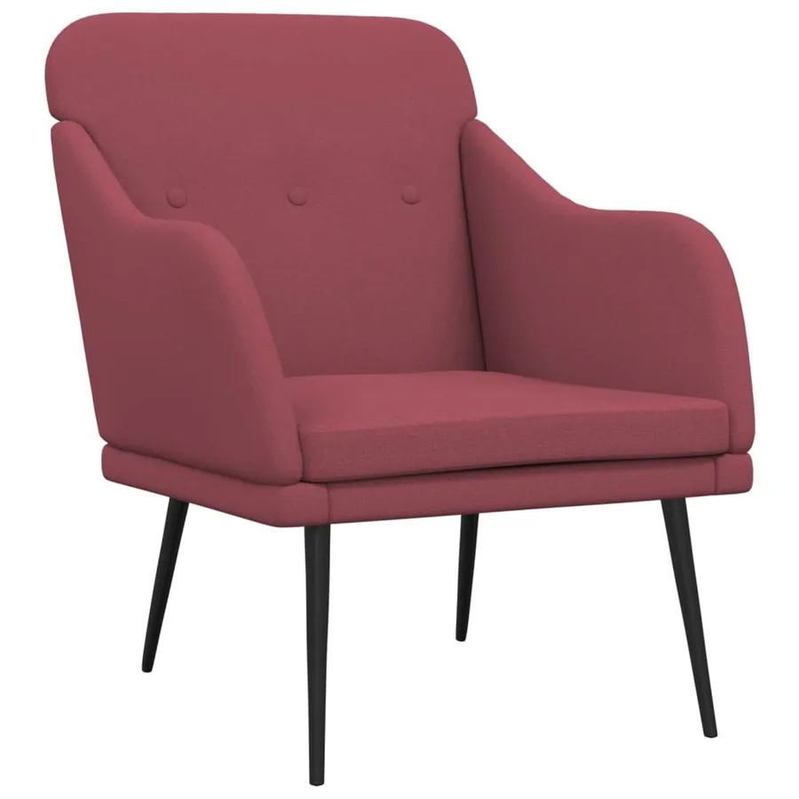 Fauteuil Rouge bordeaux 63x76x80 cm Tissu - 2