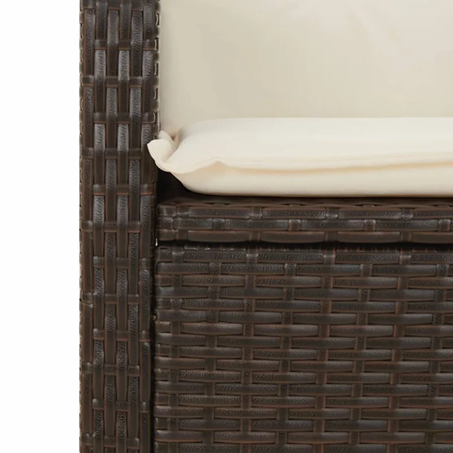 Ensemble à manger de jardin 5 pcs et coussins marron poly rotin - 5