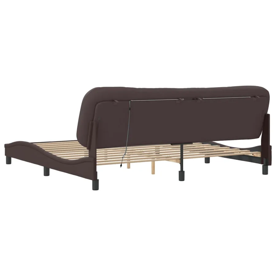Cadre de lit avec LED sans matelas Hvar marron foncé 200x200cm tissu - 9