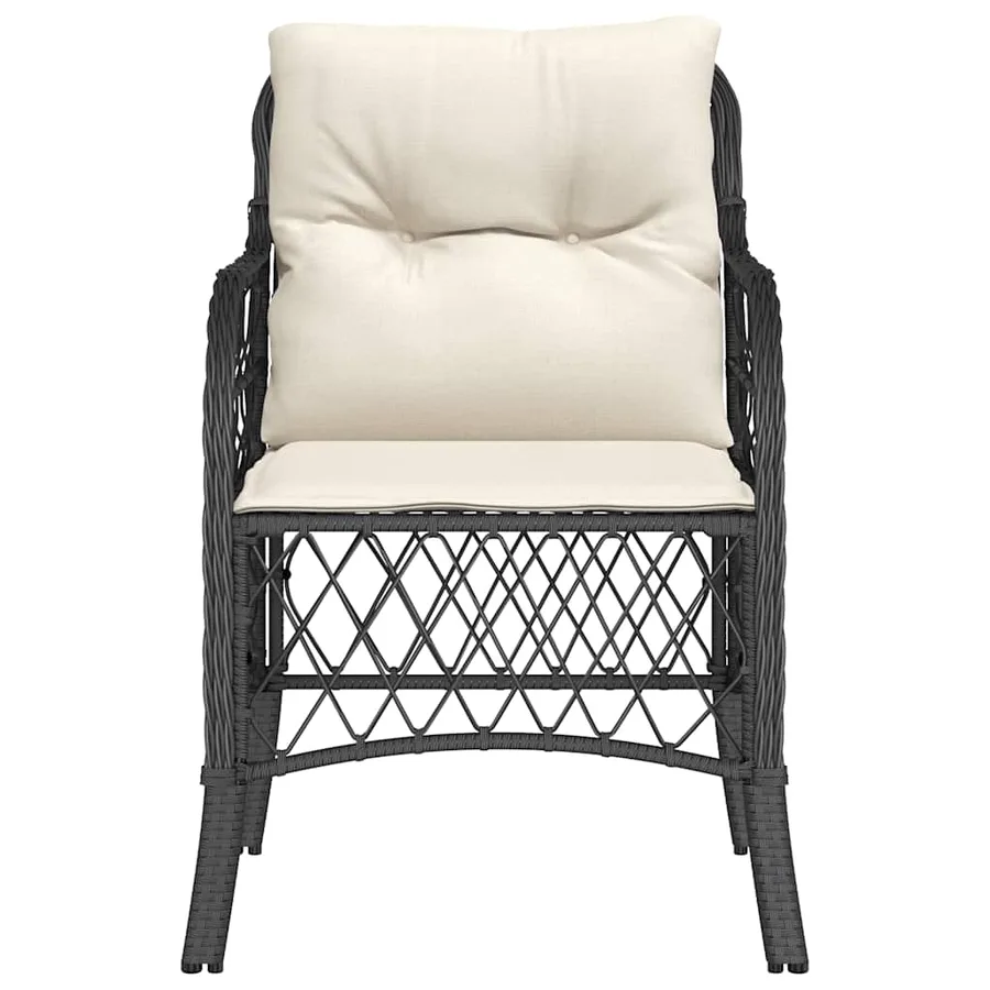 Chaises de jardin avec coussins lot de 2 noir résine tressée - 5