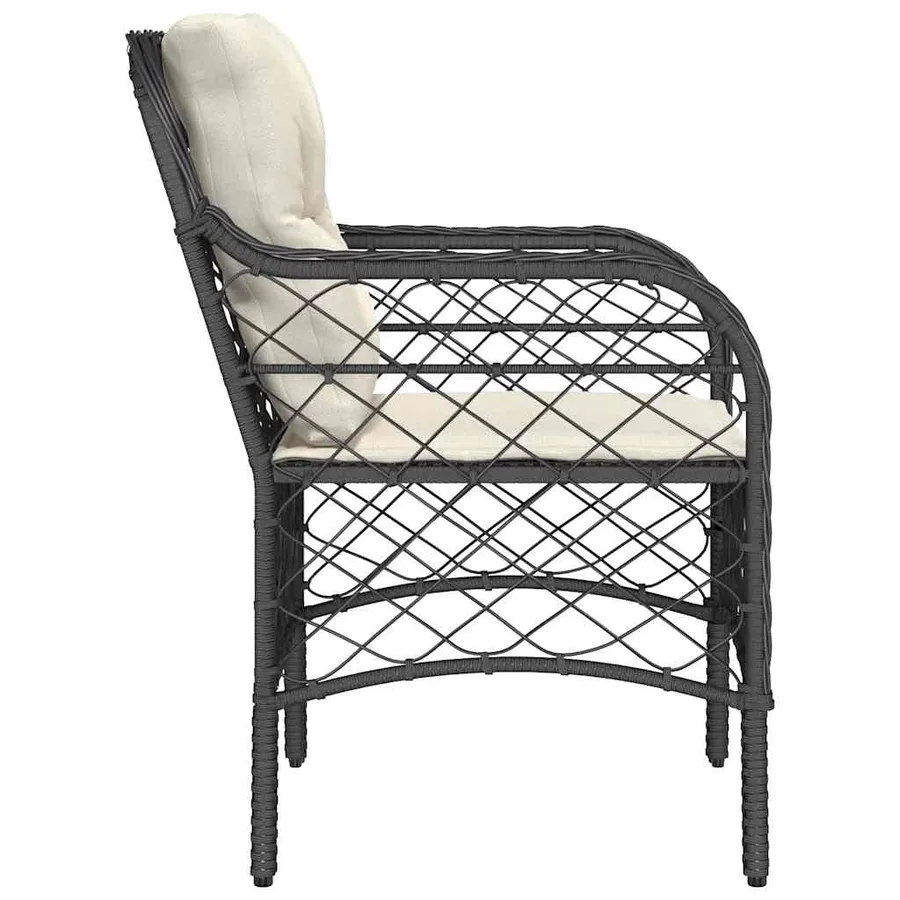 Chaises de jardin avec coussins lot de 2 noir résine tressée - 6