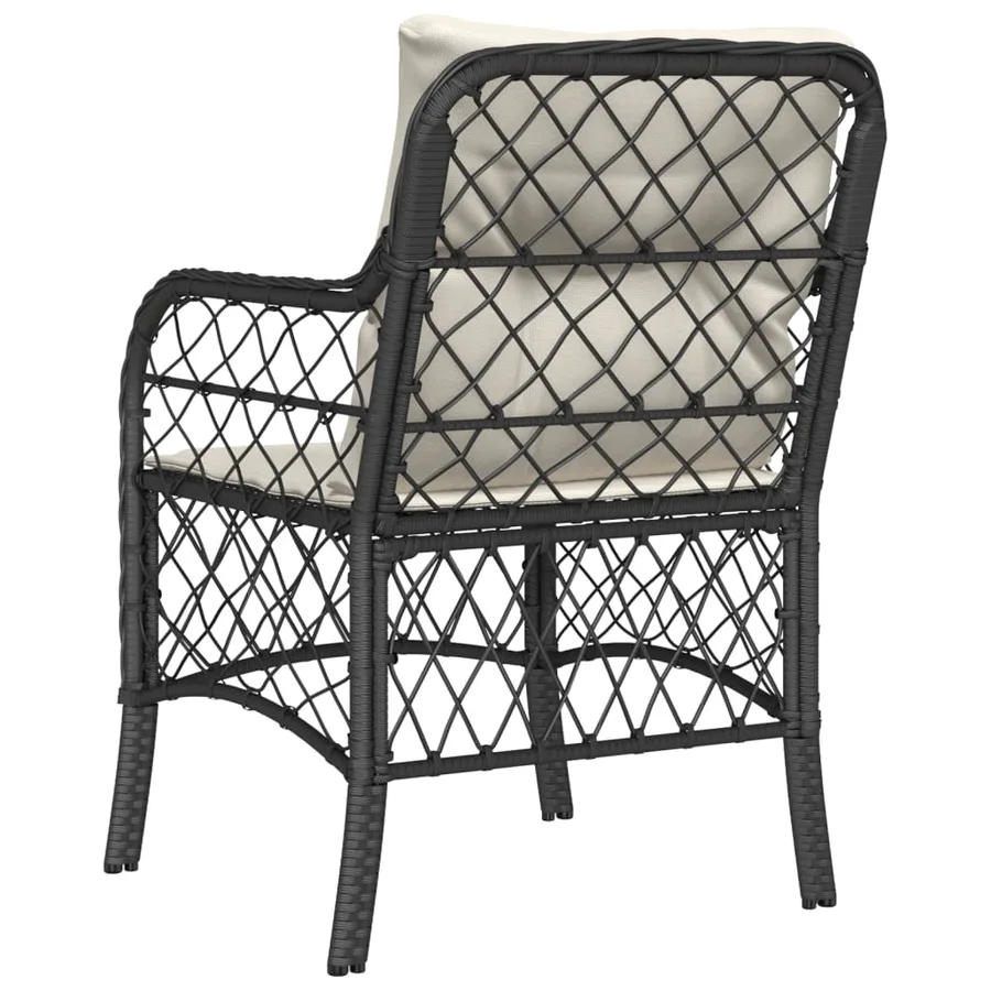 Chaises de jardin avec coussins lot de 2 noir résine tressée - 7