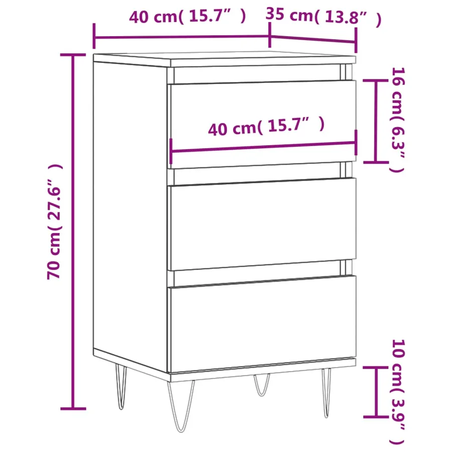 Buffet sonoma gris 40x35x70 cm bois d'ingénierie - 11