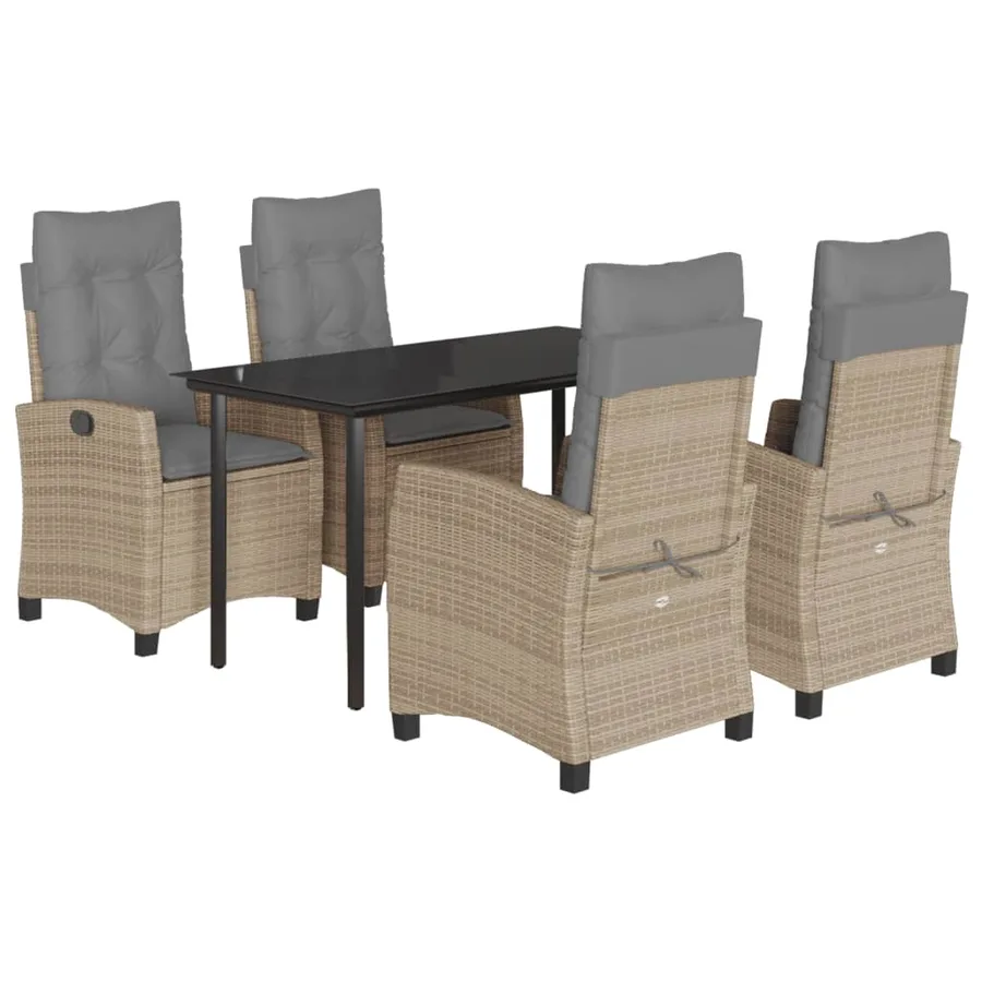 Ensemble à manger de jardin coussins 5 pcs mélange beige rotin - 2