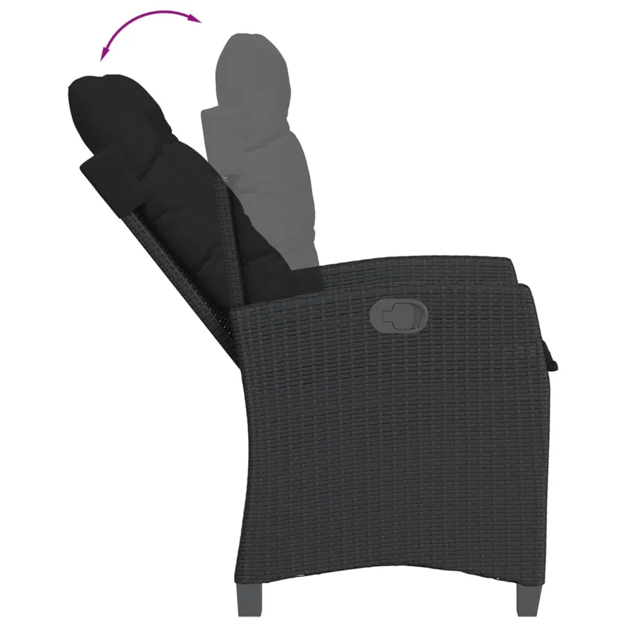 Ensemble à manger de jardin avec coussins 3 pcs Noir - 6