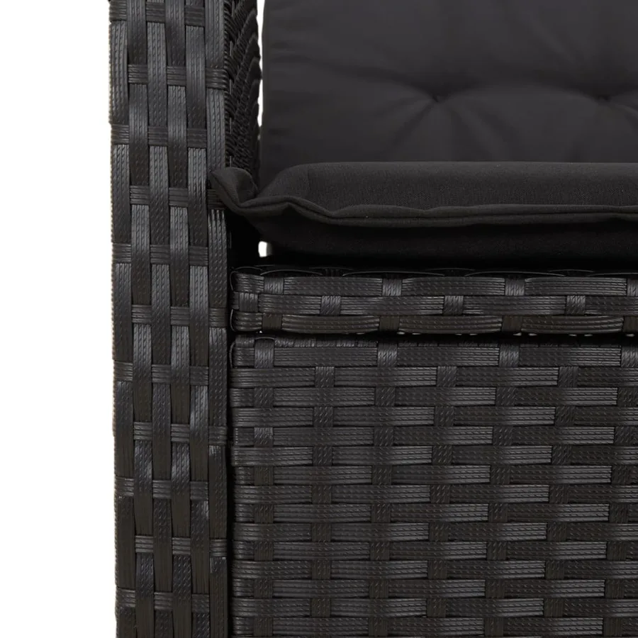 Ensemble à manger de jardin avec coussins 3 pcs Noir - 7