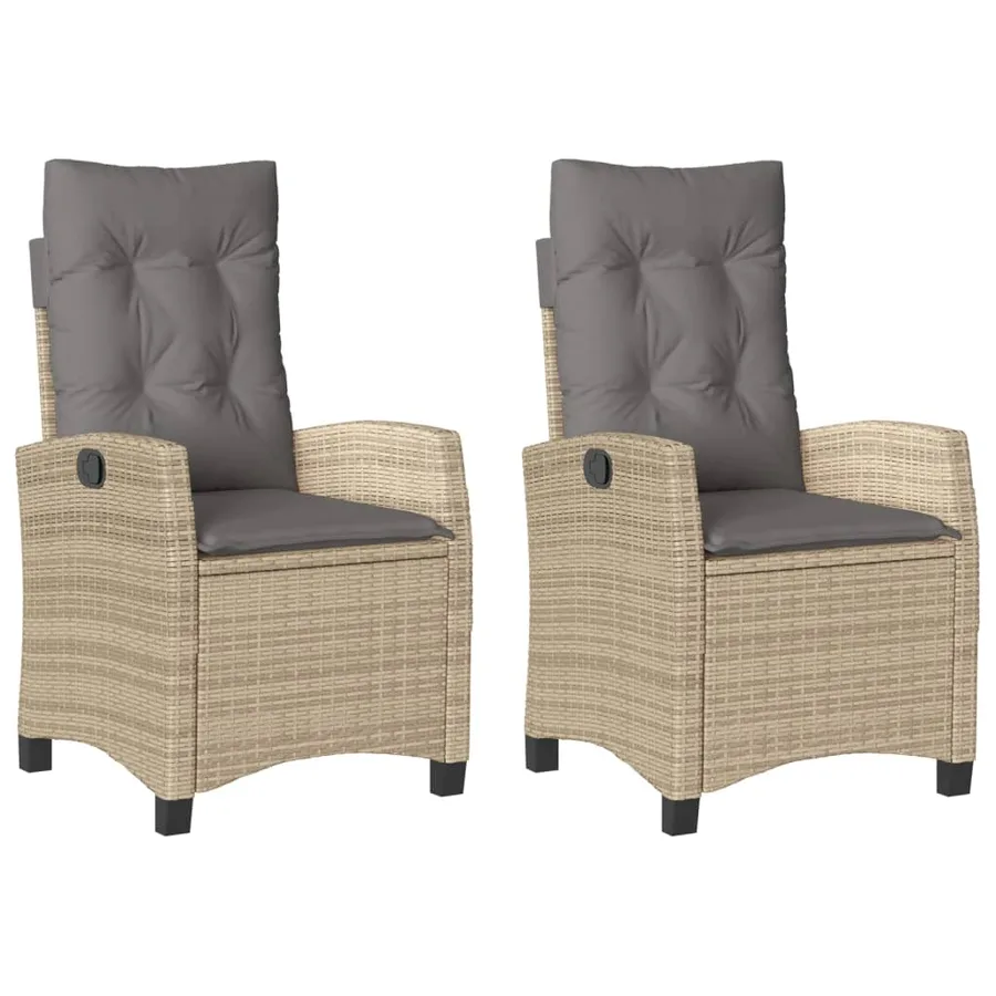 Chaises inclinables jardin lot de 2 et coussins résine tressée - 2