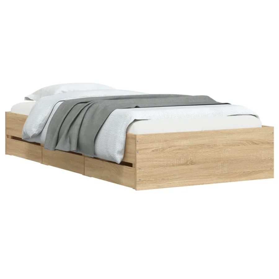 Cadre de lit avec tiroirs sans matelas chêne sonoma 90x190 cm - 3