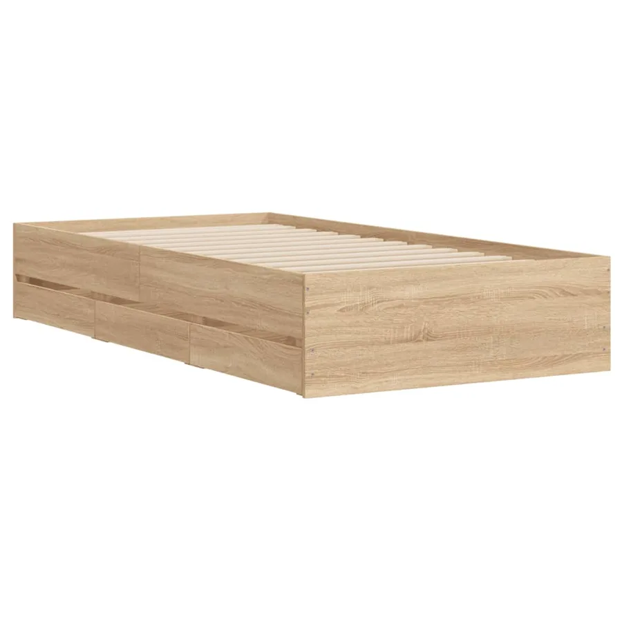 Cadre de lit avec tiroirs sans matelas chêne sonoma 90x190 cm - 4
