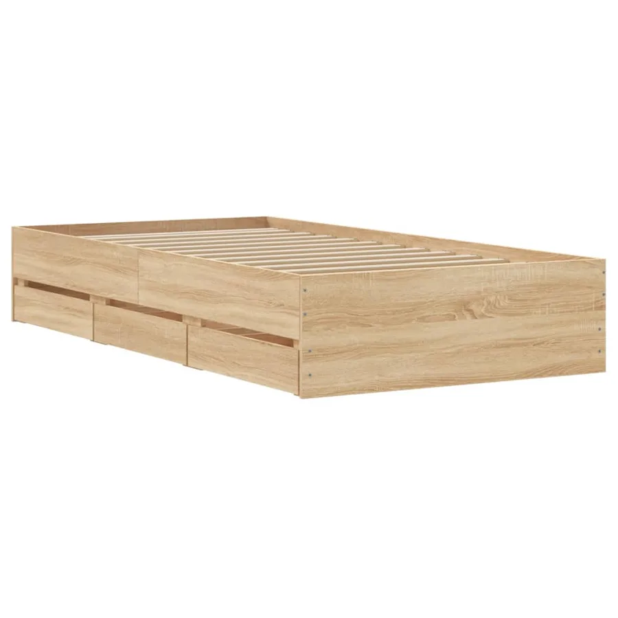 Cadre de lit avec tiroirs sans matelas chêne sonoma 90x190 cm - 8