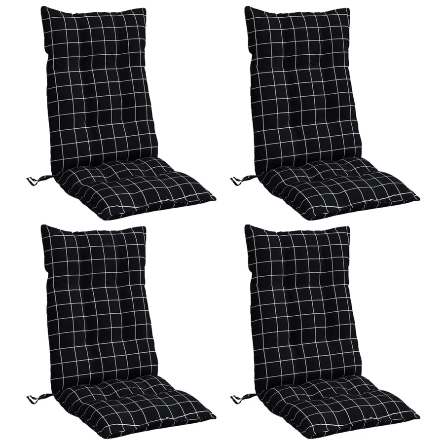 Coussins de chaise à dossier haut lot de 4 motif carreaux noir - 3