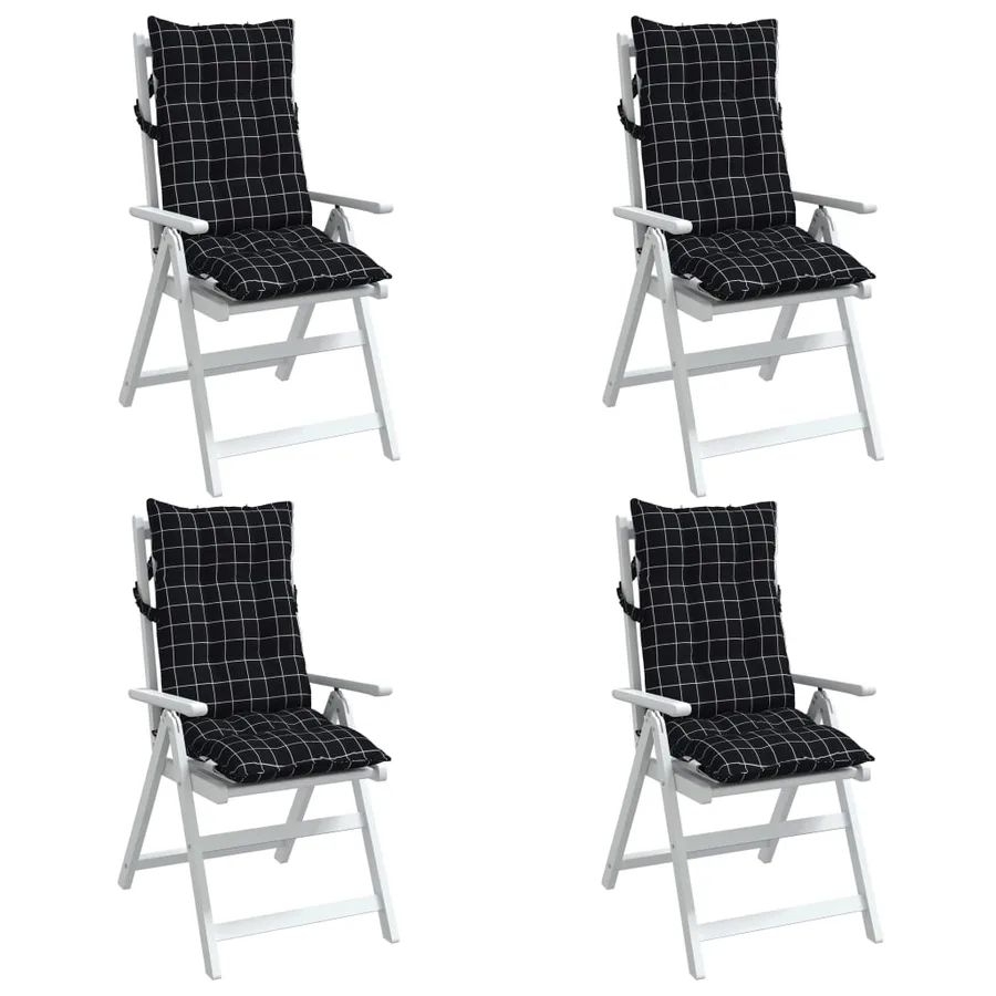 Coussins de chaise à dossier haut lot de 4 motif carreaux noir - 4