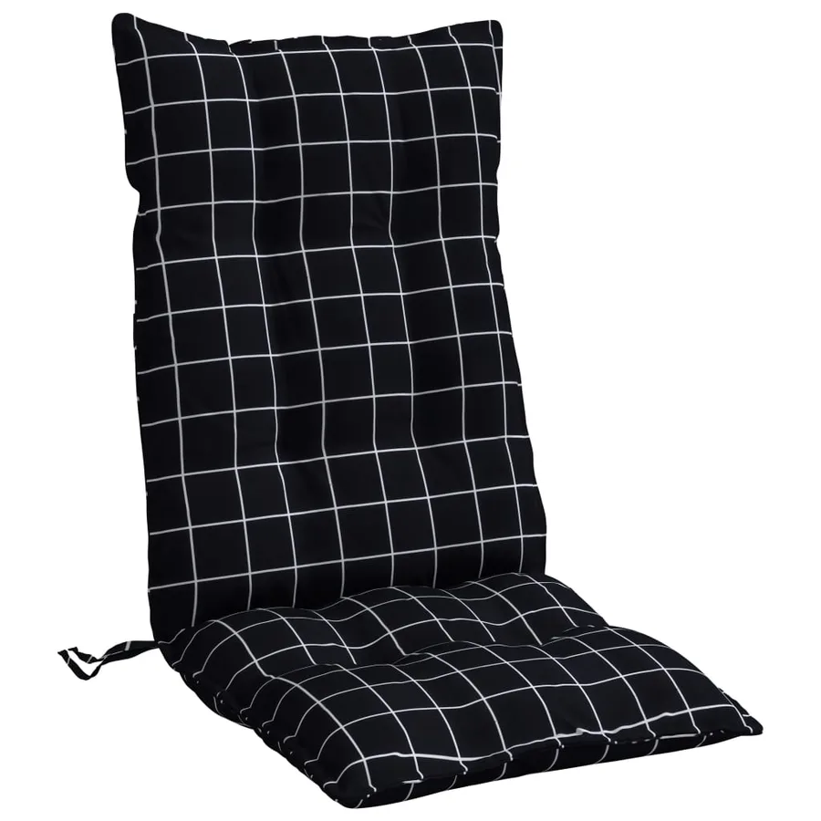 Coussins de chaise à dossier haut lot de 4 motif carreaux noir - 5
