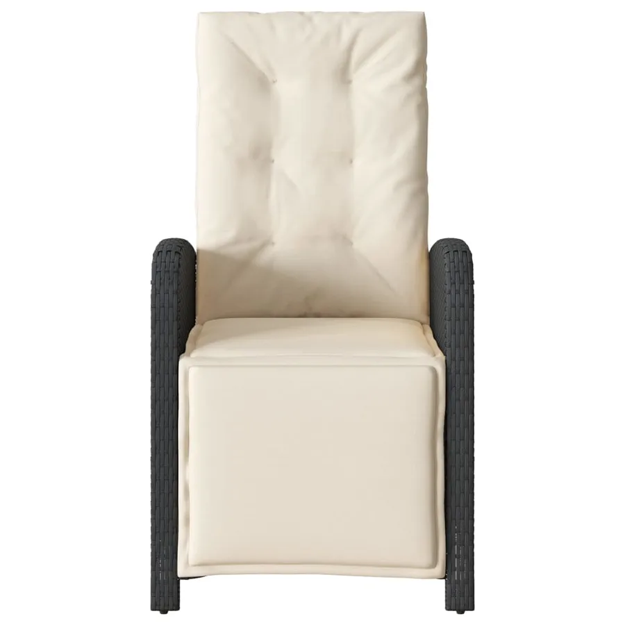 Chaises inclinables de jardin lot de 2 repose-pied noir rotin - 5