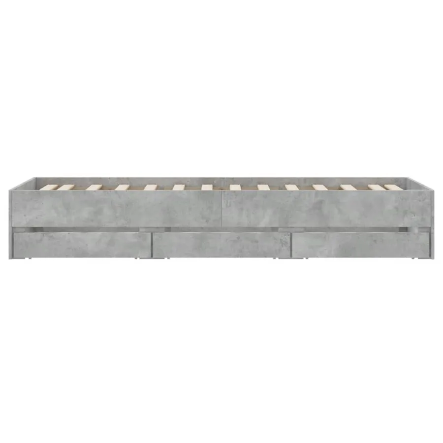Cadre de lit avec tiroirs sans matelas gris béton 75x190 cm - 7