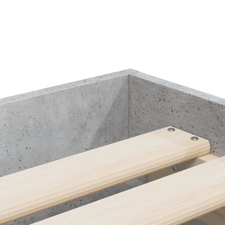 Cadre de lit avec tiroirs sans matelas gris béton 75x190 cm - 9
