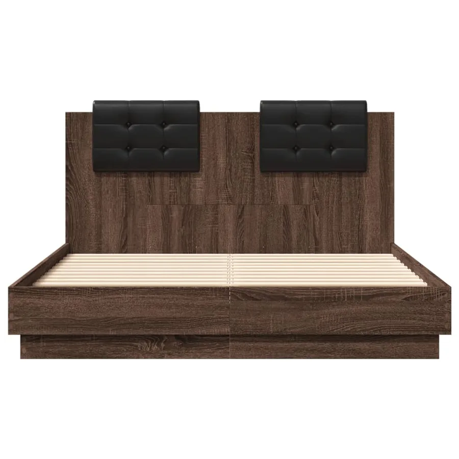 Cadre de lit avec LED sans matelas chêne marron 135x190 cm - 6