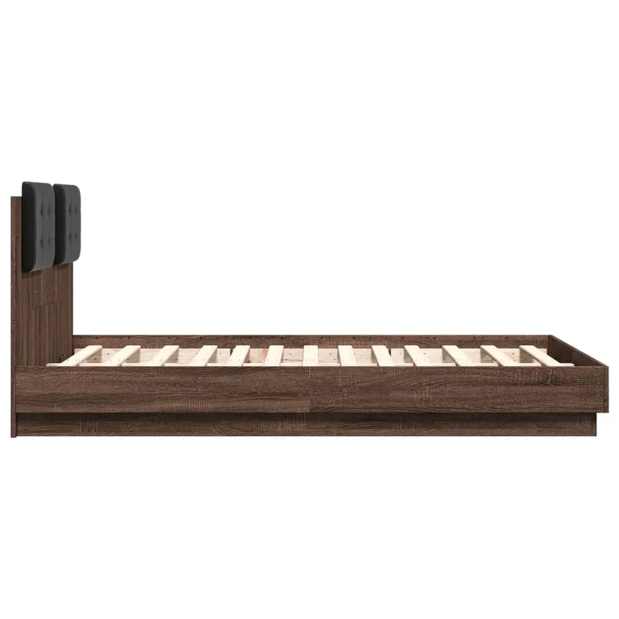 Cadre de lit avec LED sans matelas chêne marron 135x190 cm - 7