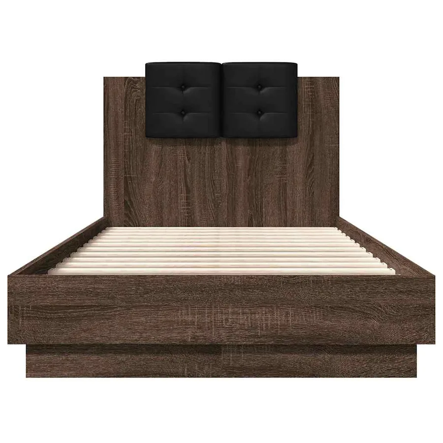 Cadre de lit avec LED sans matelas chêne marron 75x190 cm - 6