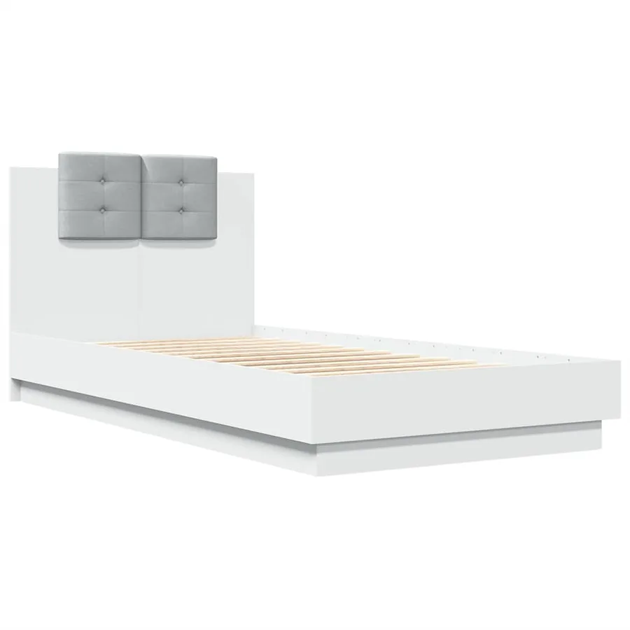 Cadre de lit avec LED sans matelas blanc 75x190 cm - 3