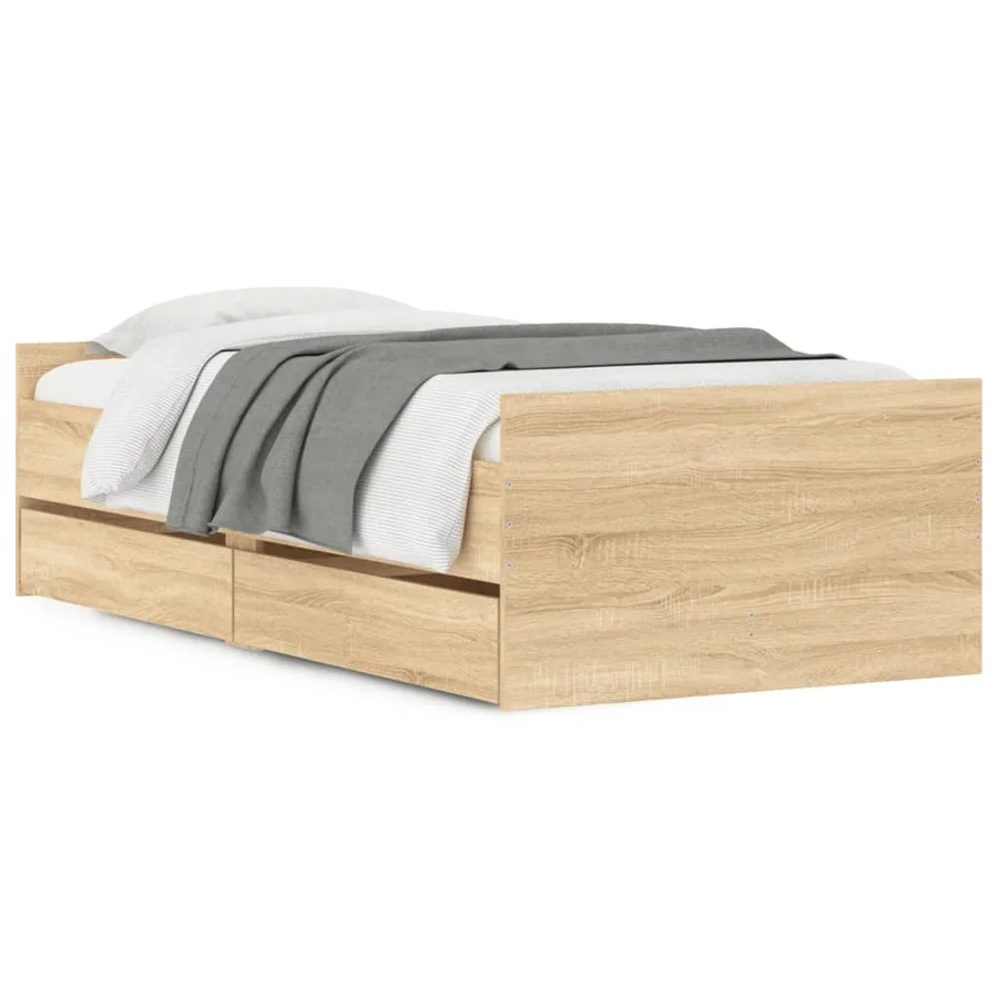 Cadre de lit sans matelas chêne sonoma 75x190 cm - 2