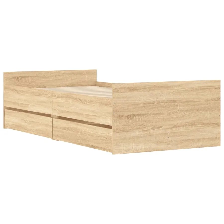 Cadre de lit sans matelas chêne sonoma 75x190 cm - 3