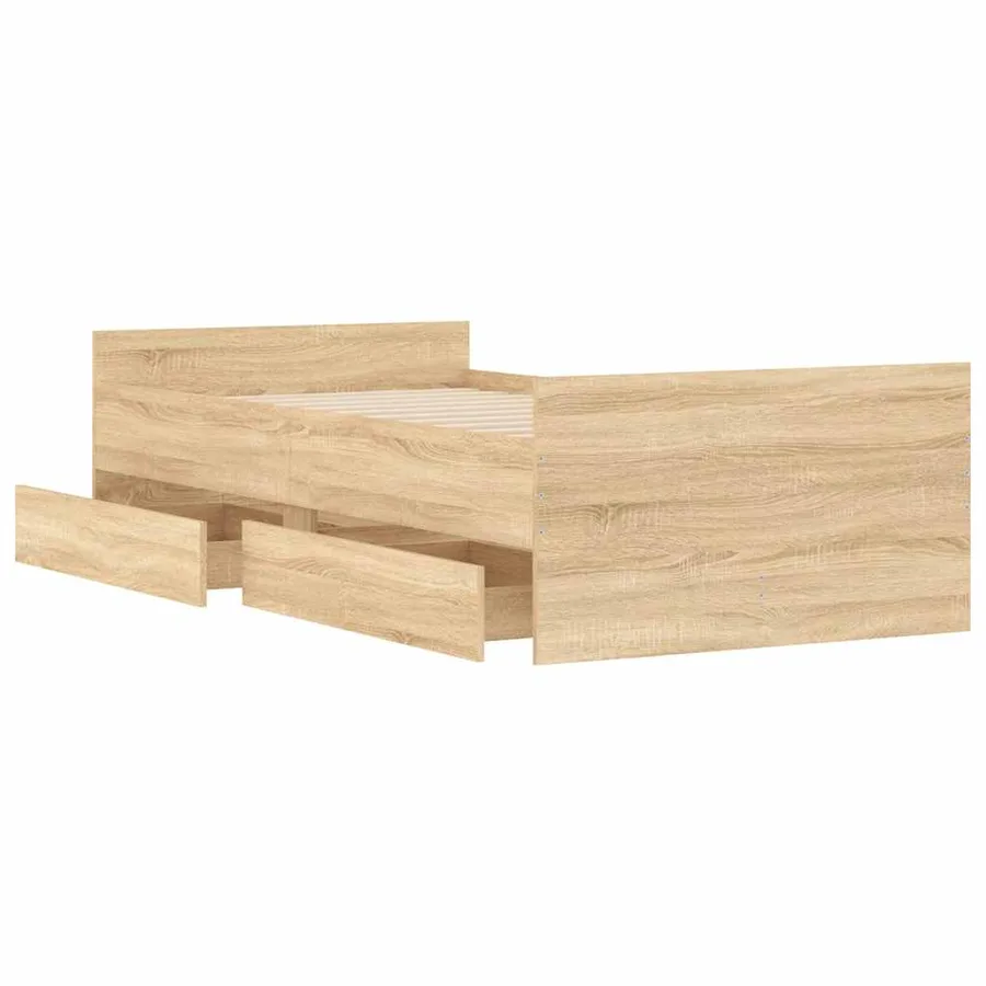 Cadre de lit sans matelas chêne sonoma 75x190 cm - 5
