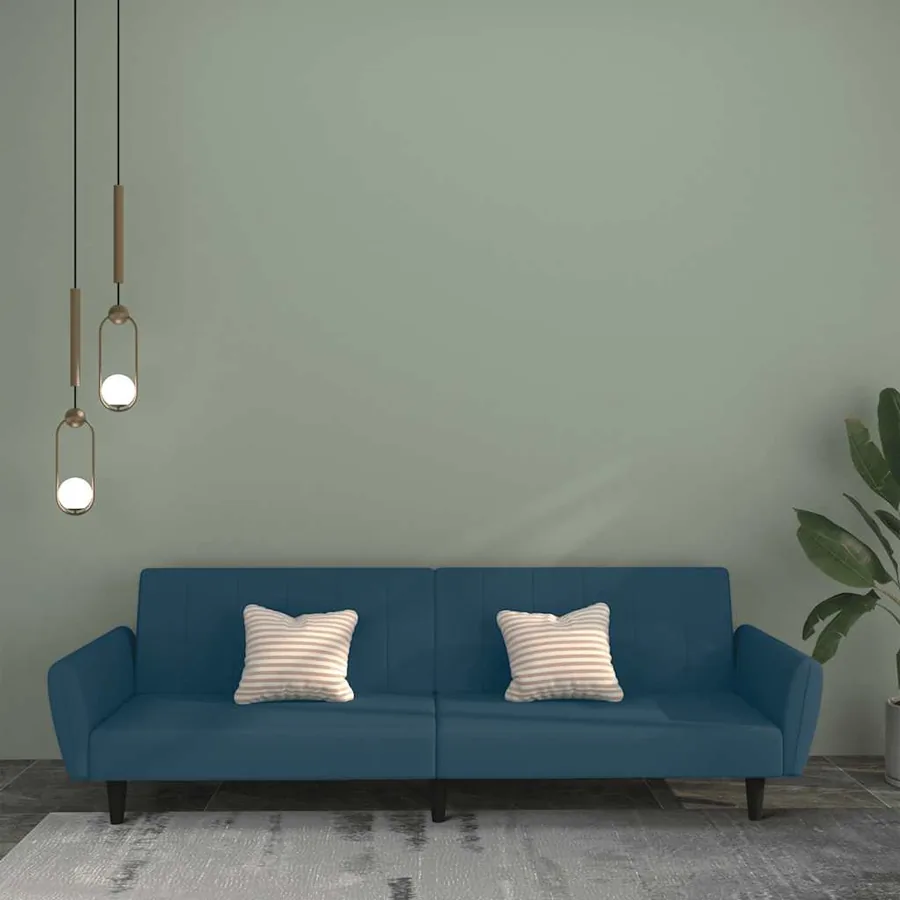 Canapé-lit à 2 places Bleu Velours