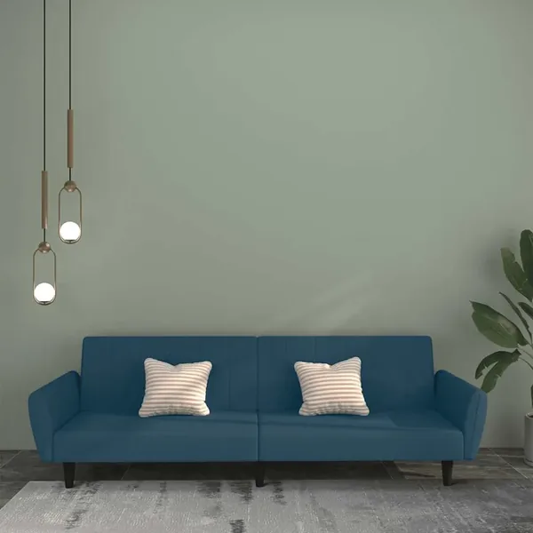 Canapé-lit à 2 places Bleu Velours