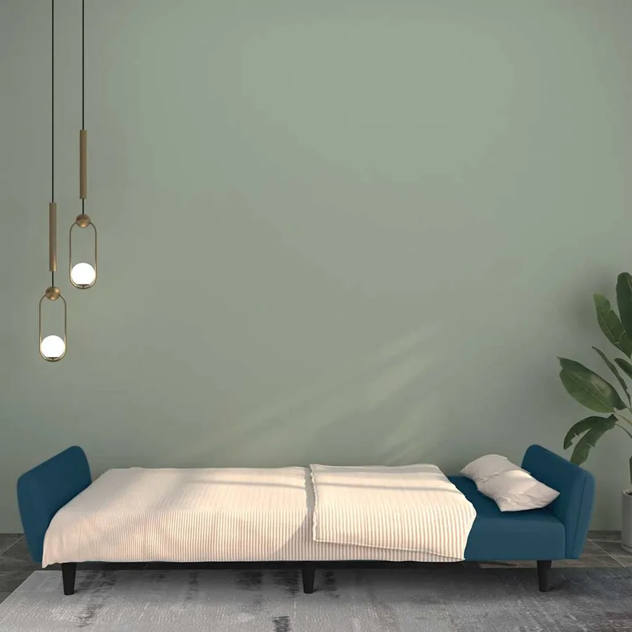 Canapé-lit à 2 places Bleu Velours - 3