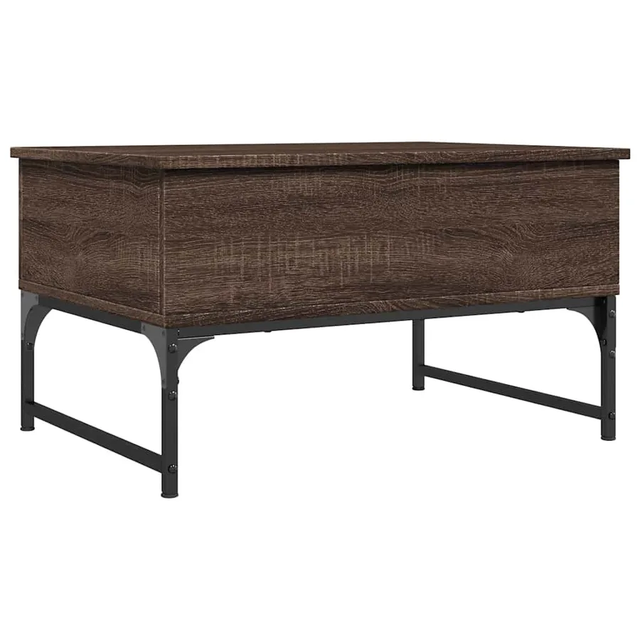 Table basse chêne marron 70x50x40 cm bois d'ingénierie et métal - 7