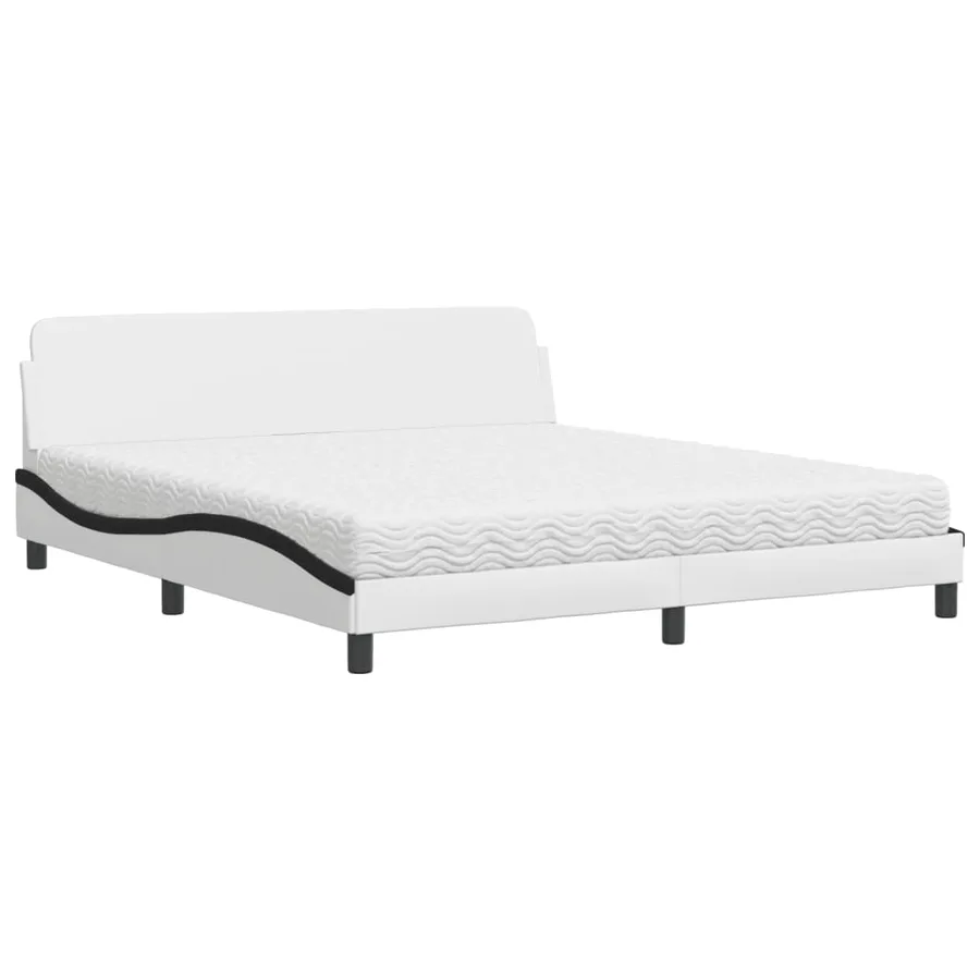 Lit avec matelas Dover blanc et noir 180x200 cm similicuir - 2