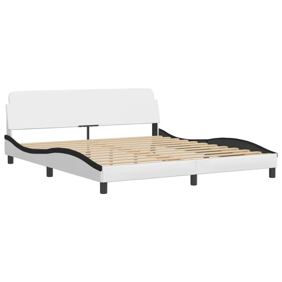 Lit avec matelas Dover blanc et noir 180x200 cm similicuir - 4