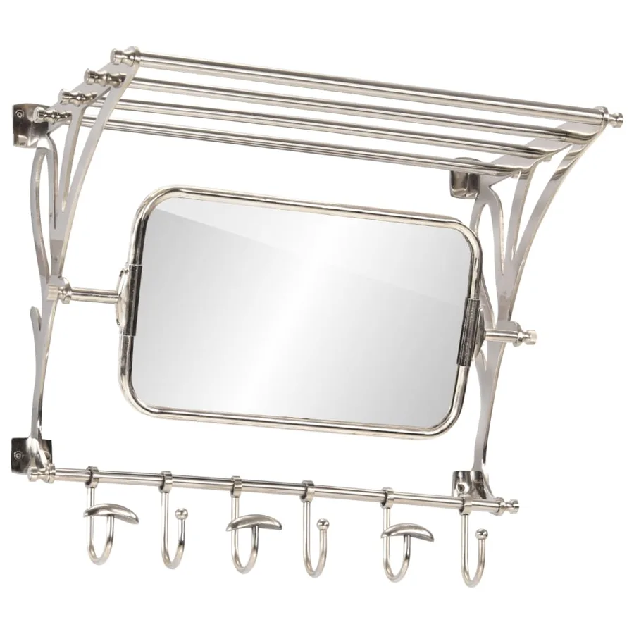 Porte-bagages avec cintres et miroir mural aluminium - 3