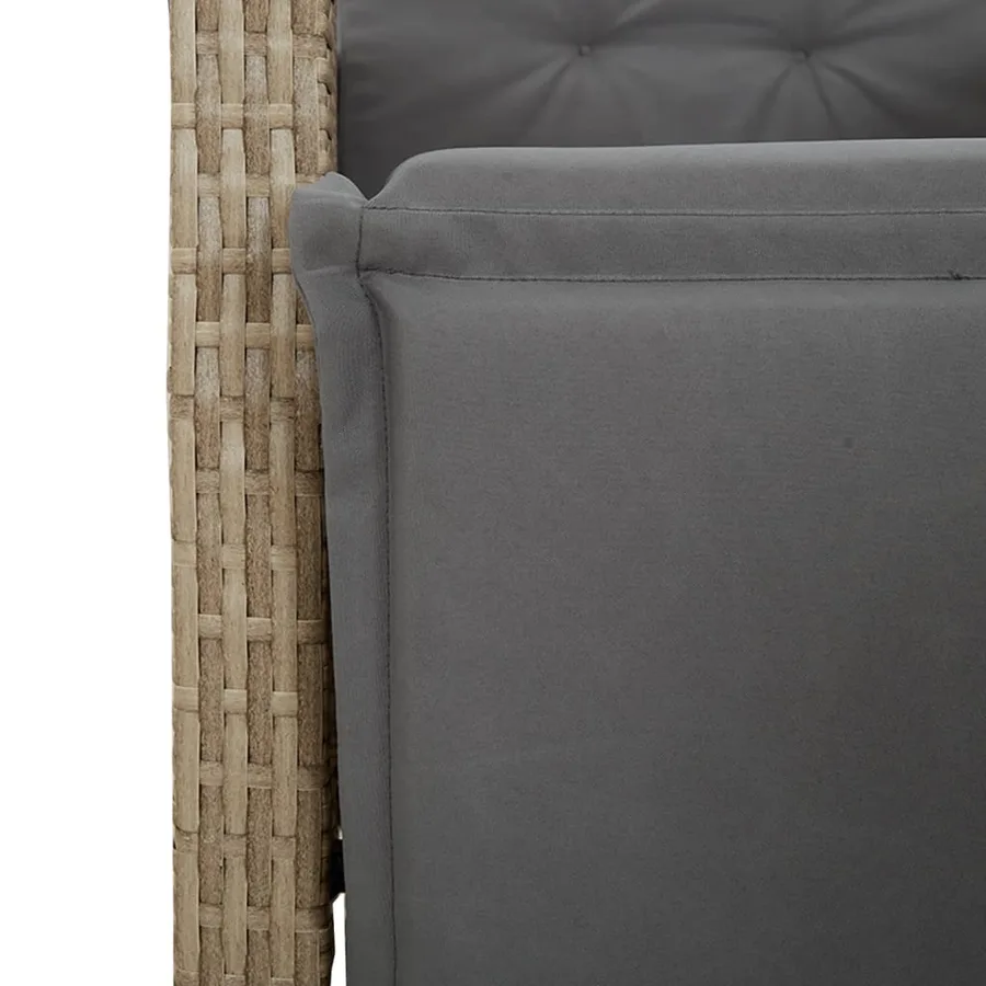 Ensemble à manger de jardin avec coussins 5pcs Beige poly rotin - 6