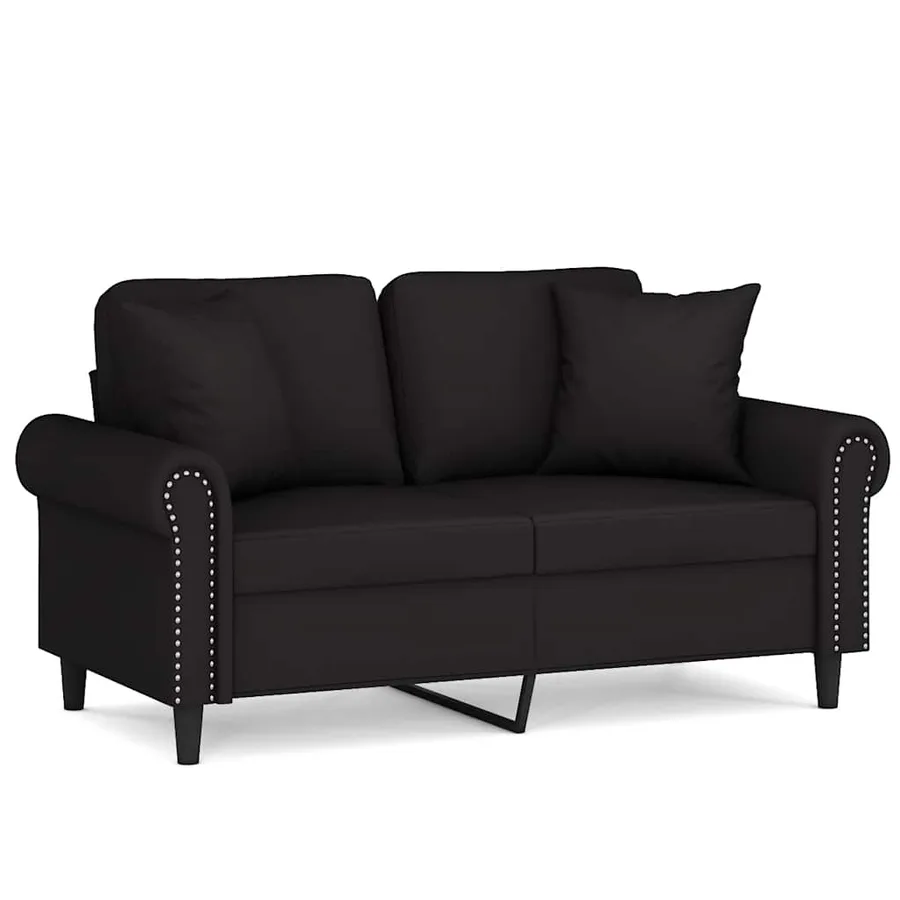 Canapé 2 places avec oreillers décoratifs noir 120 cm velours - 2